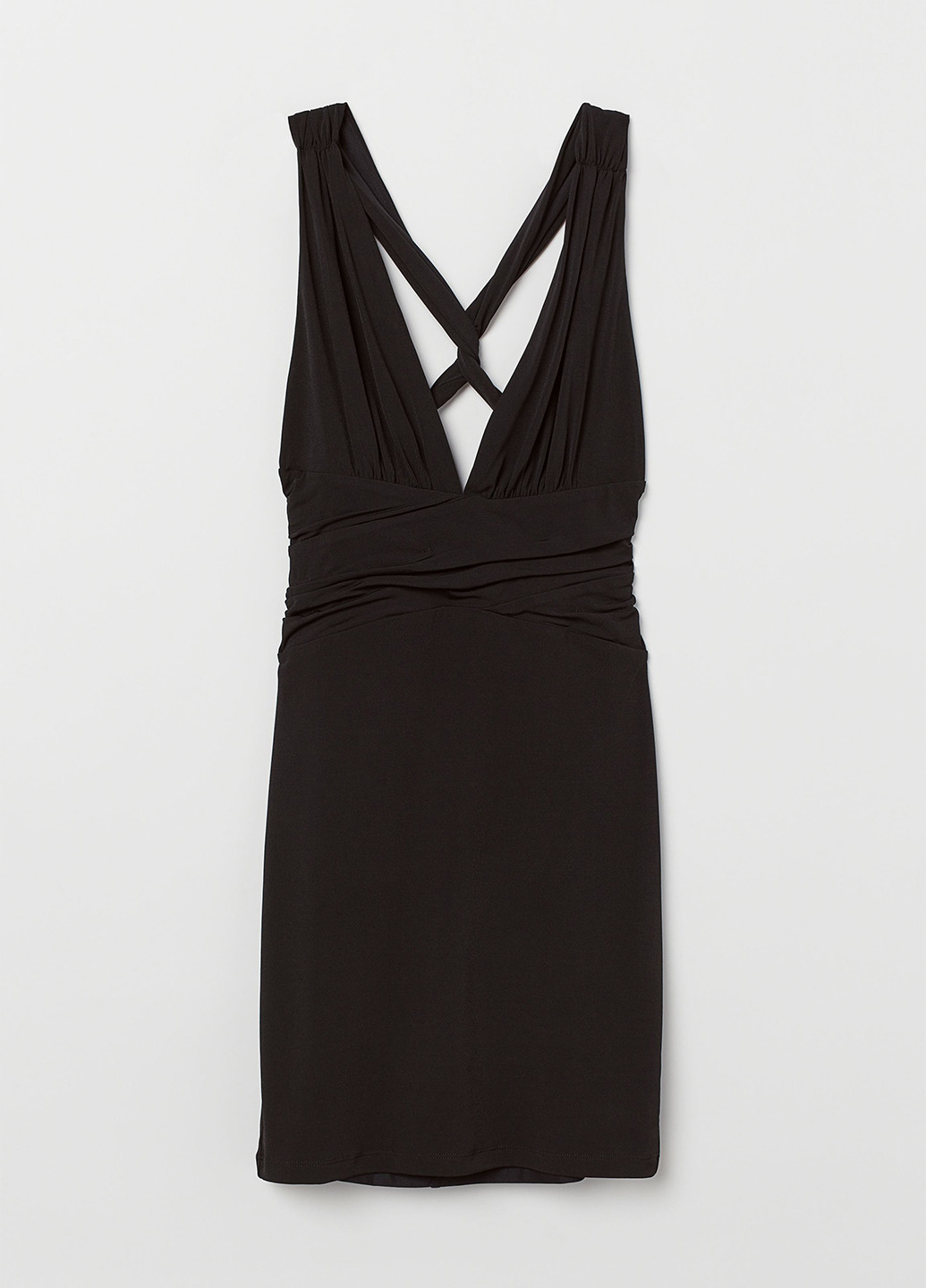 Черное коктейльное платье с открытой спиной, футляр H&M однотонное