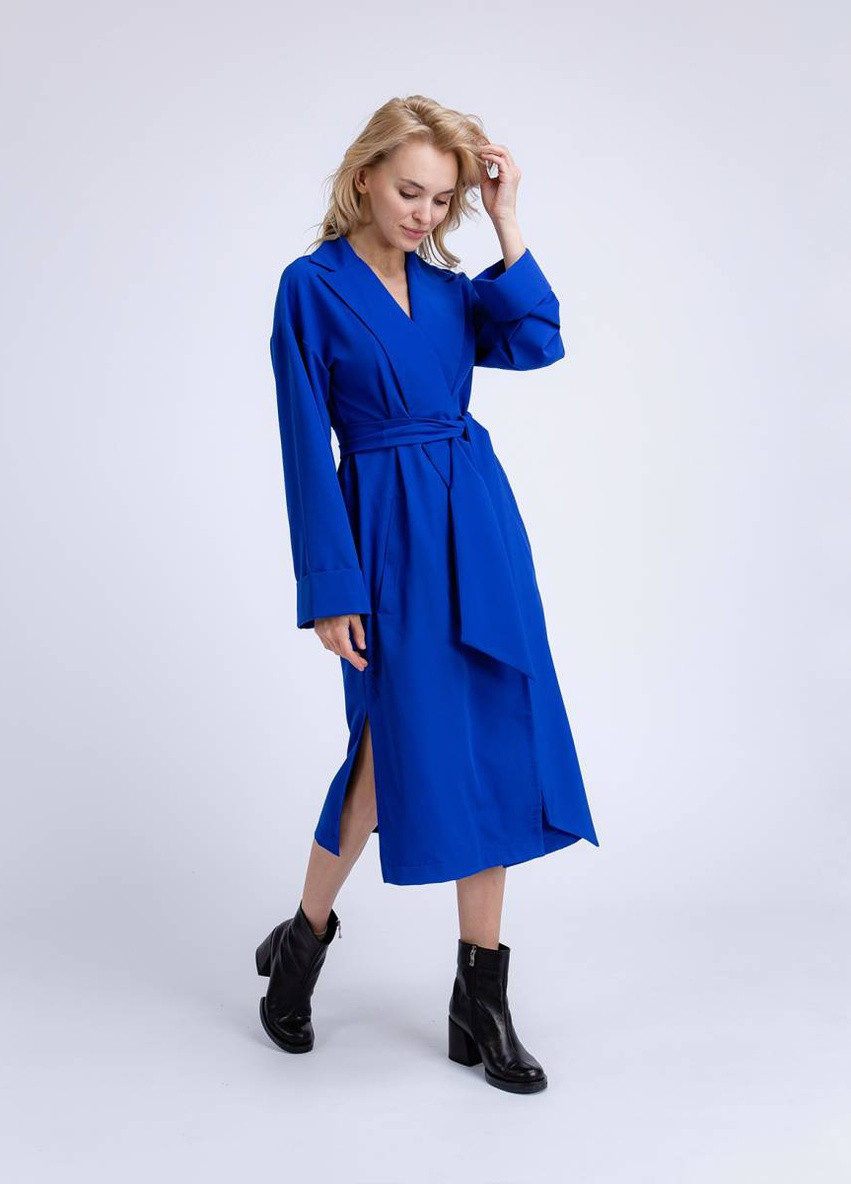Синее кэжуал платье-кимоно длины миди romashka Ромашка однотонное