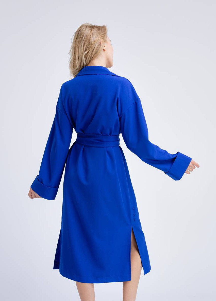 Синее кэжуал платье-кимоно длины миди romashka Ромашка однотонное