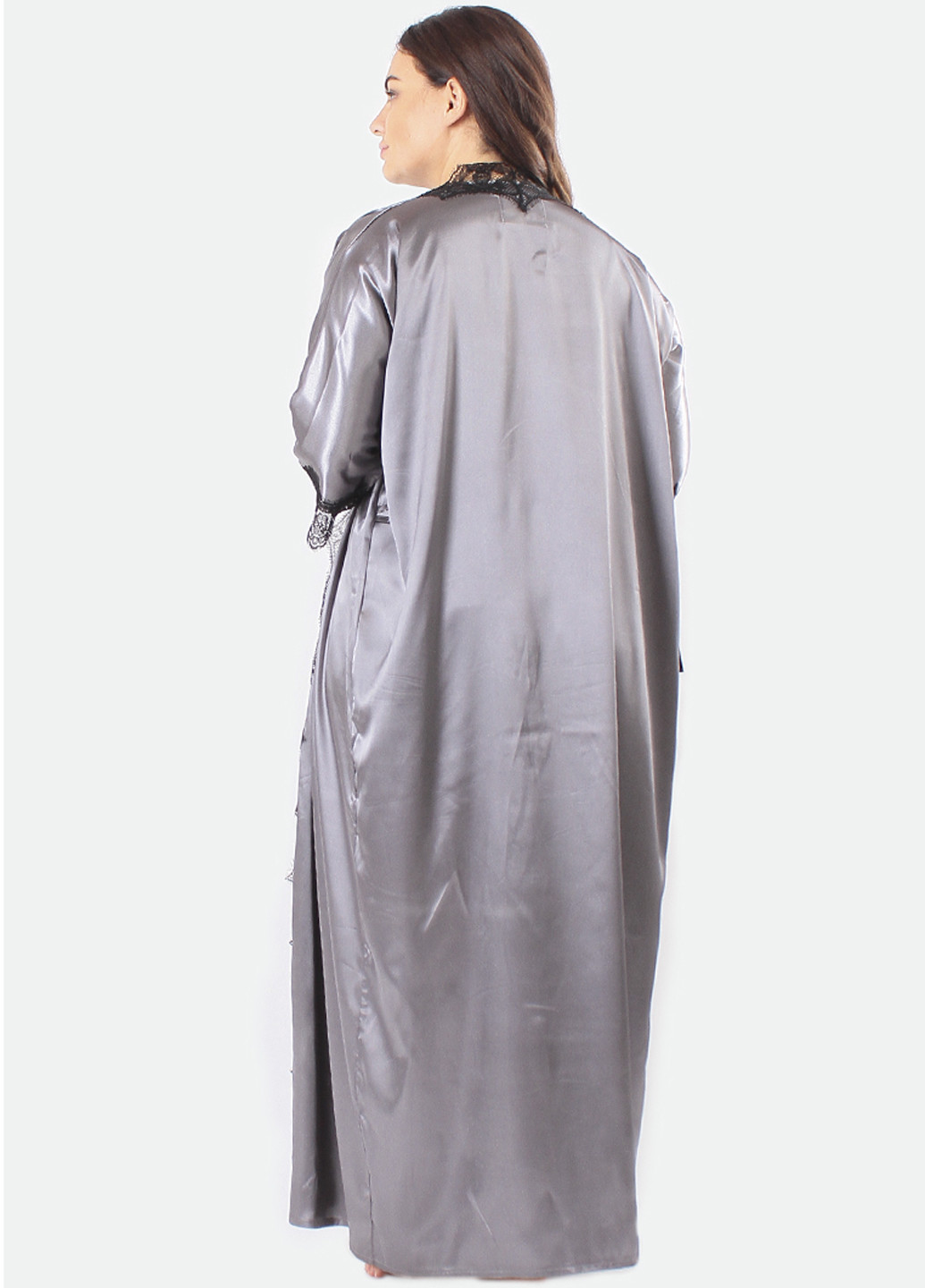 Серый демисезонный комплект (топ, шорты, халат) Ghazel