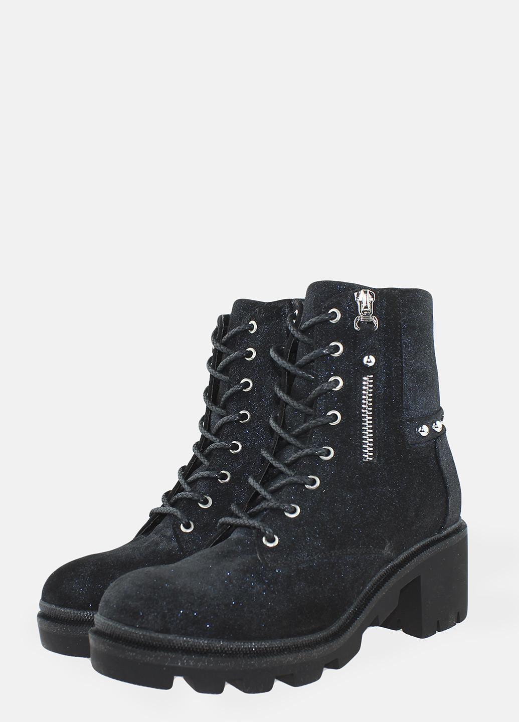 Зимние ботинки rf4459-11 черный-синий Favi из натуральной замши