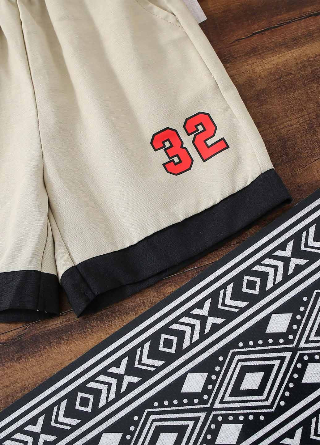 Світло-бежевий демісезонний костюм (сорочка, шорти) з шортами SHEIN