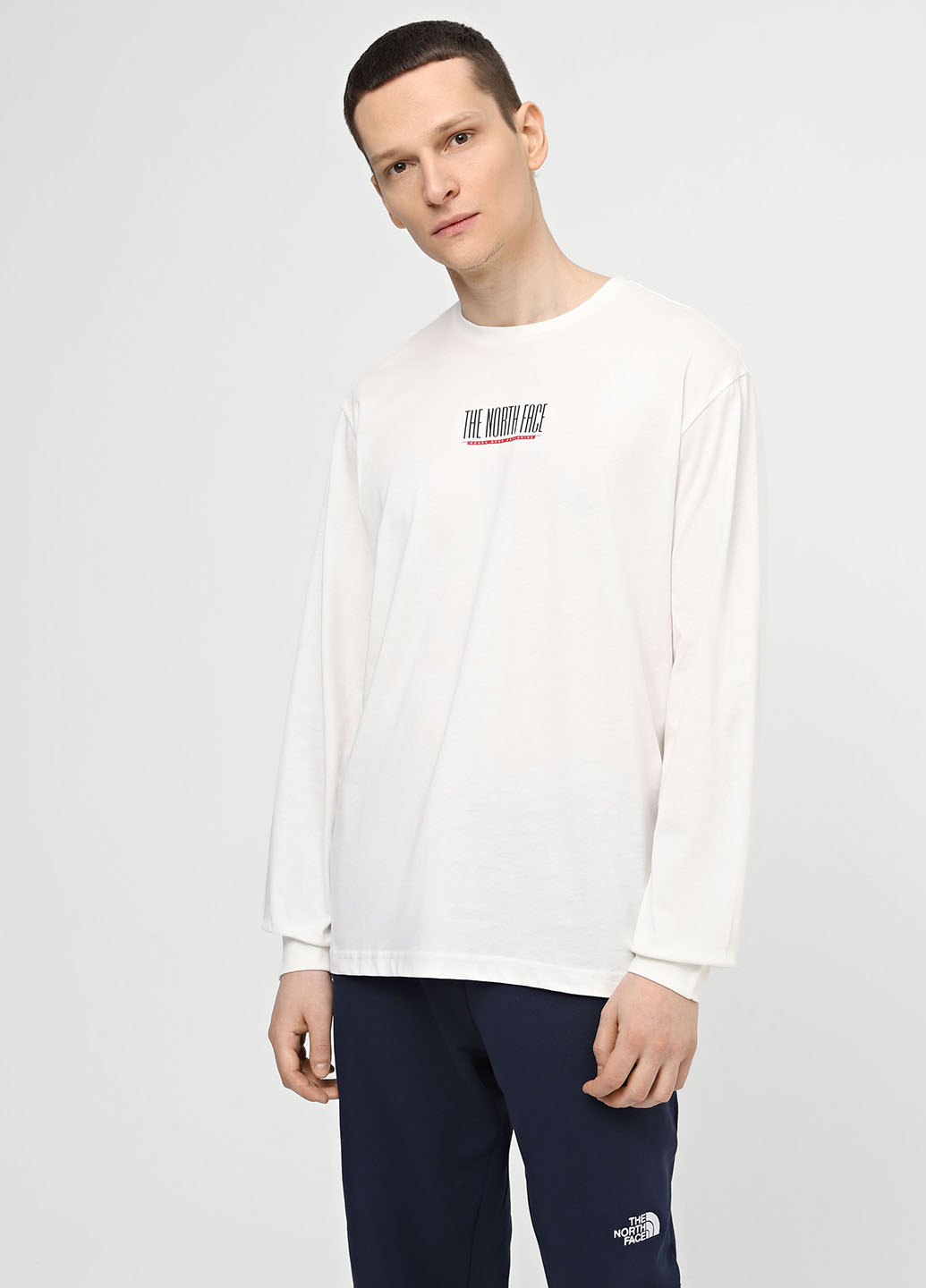 Лонгслів The North Face логотип білий кежуали, спортивні бавовна