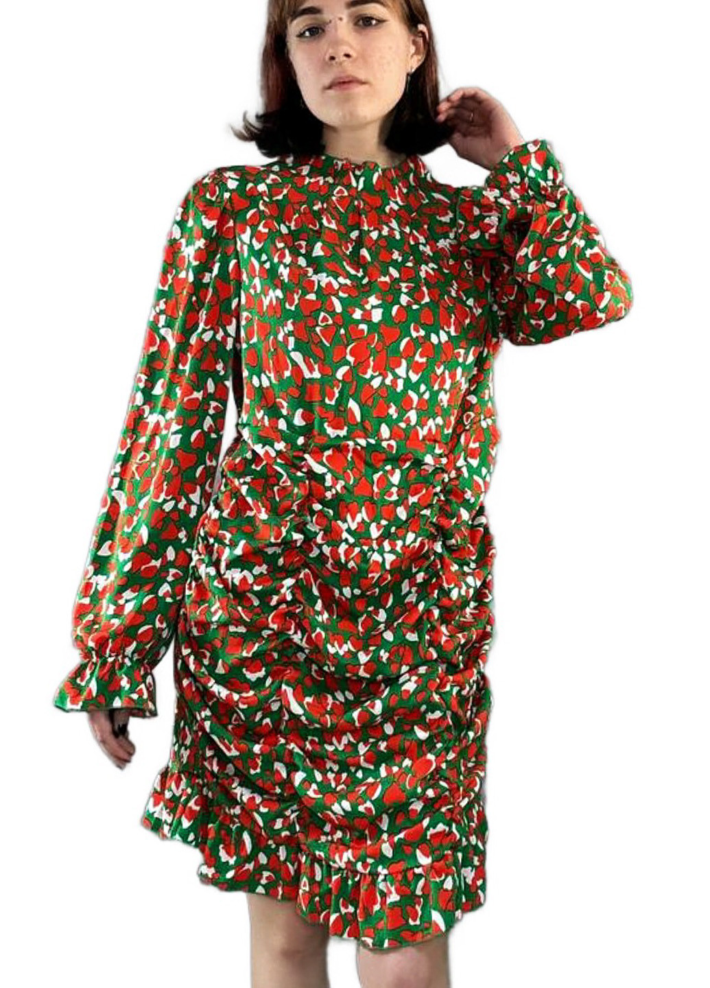 Комбинированное кэжуал платье силуэтная SHEIN сердечки