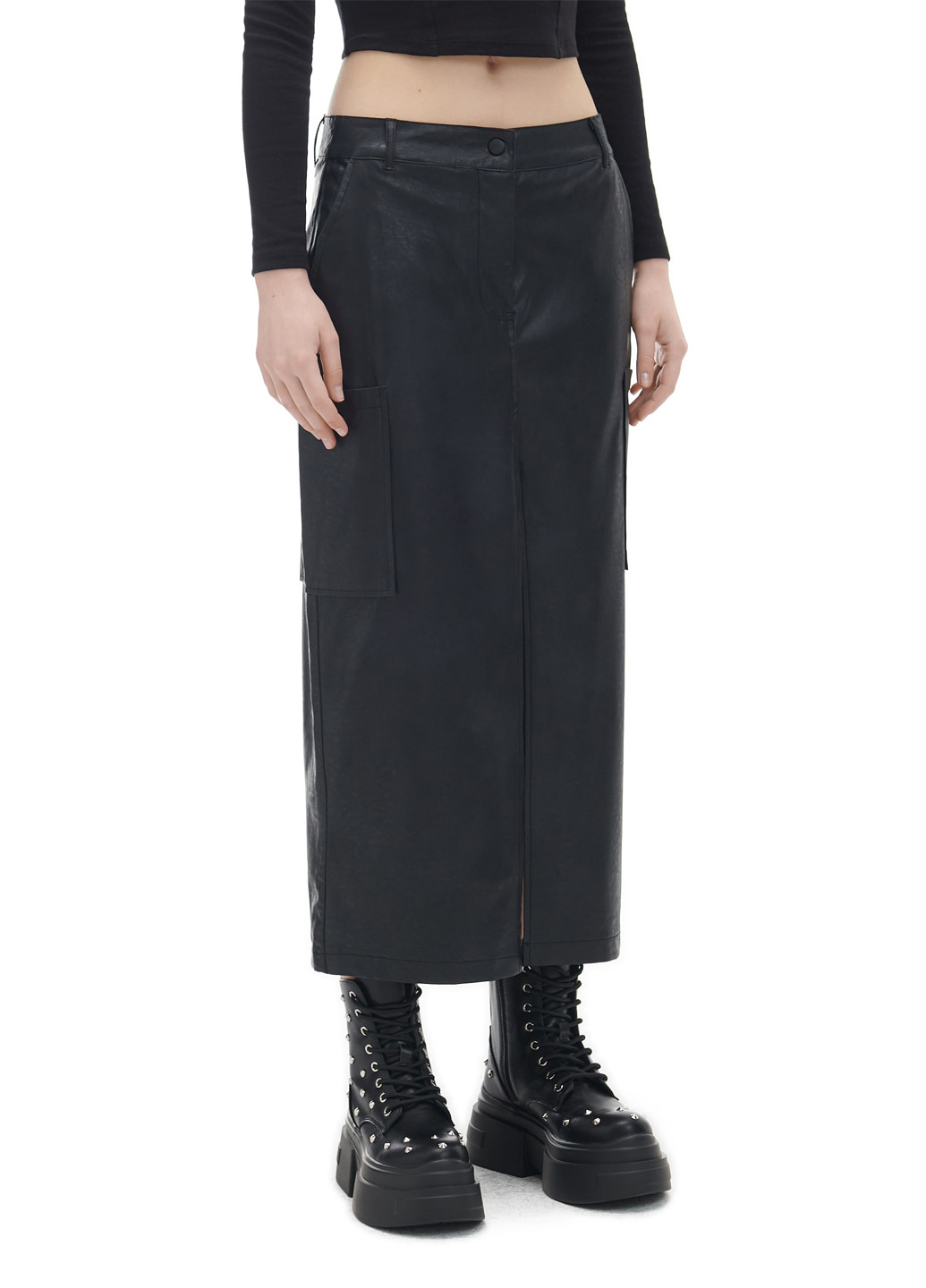 Черная кэжуал однотонная юбка Cropp карго