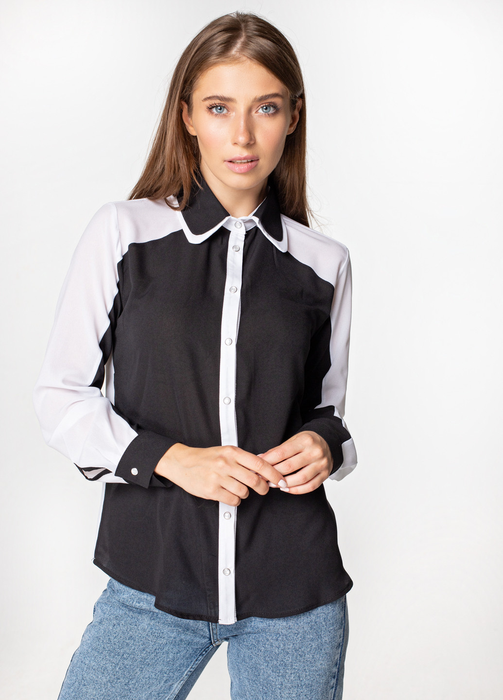 Черно-белая демисезонная блуза Simply Brilliant