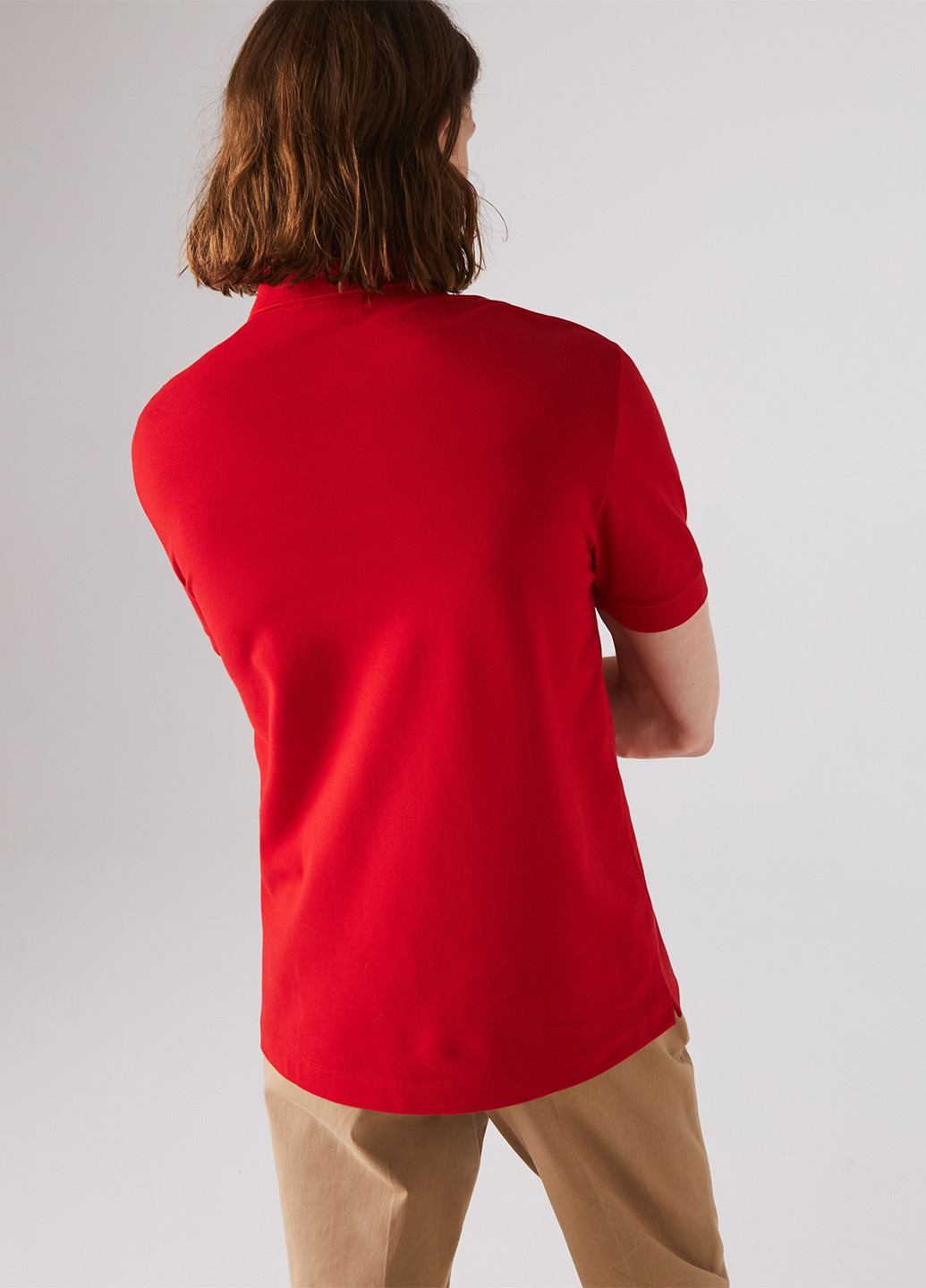 Красная футболка-поло для мужчин Lacoste однотонная