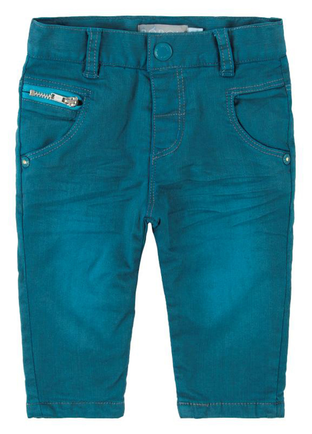 Темно-бирюзовые джинсовые демисезонные брюки зауженные Boboli