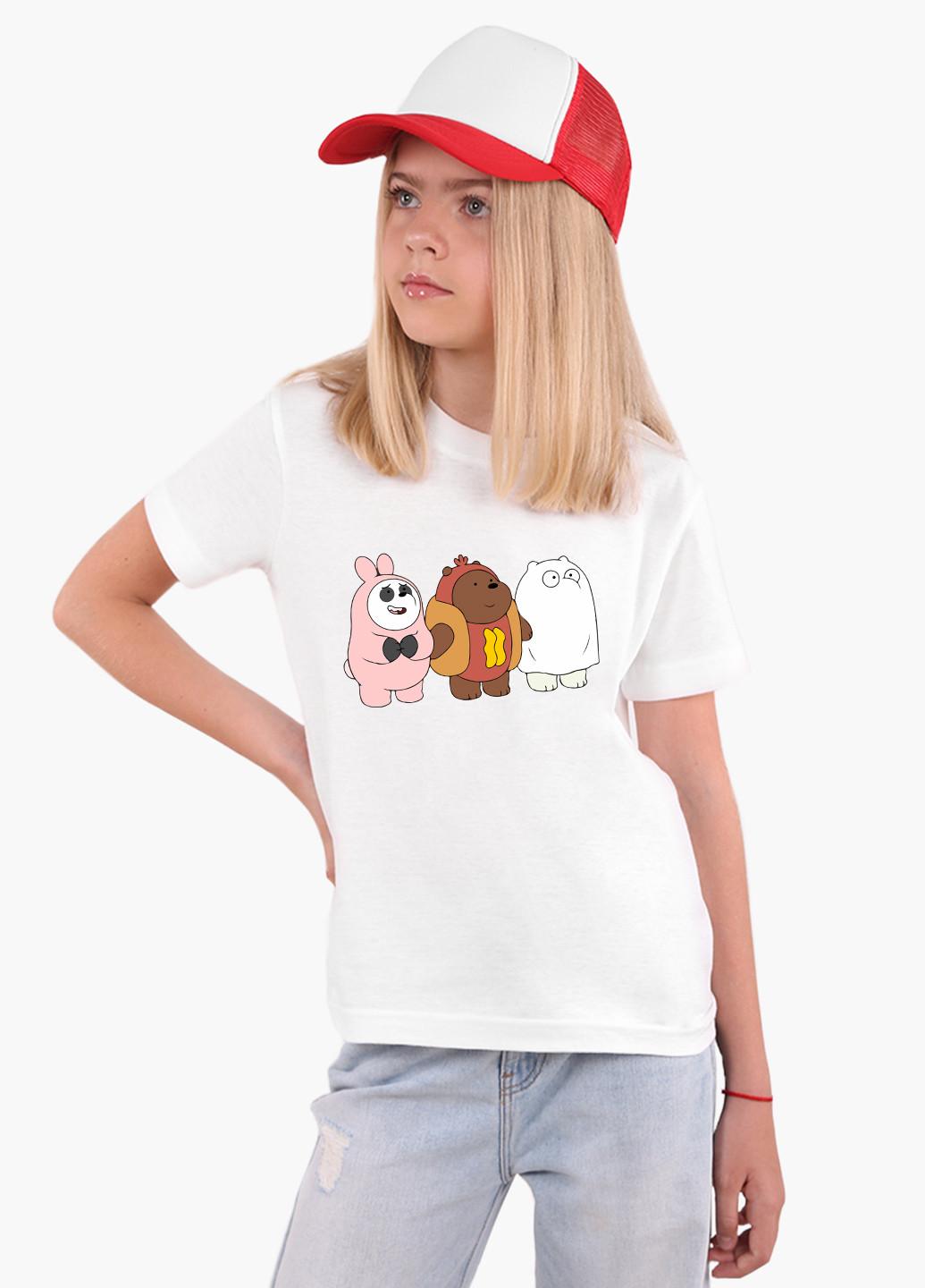 Белая демисезонная футболка детская вся правда о медведях (we bare bears) белый (9224-2905) 164 см MobiPrint
