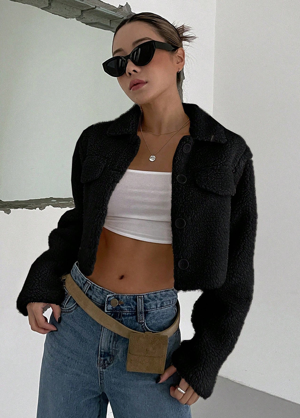 Черный женский жакет SHEIN однотонный - демисезонный