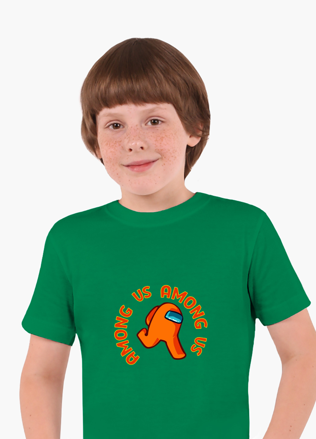 Зелена демісезонна футболка дитяча амонг ас помаранчевий (among us orange) (9224-2408) MobiPrint