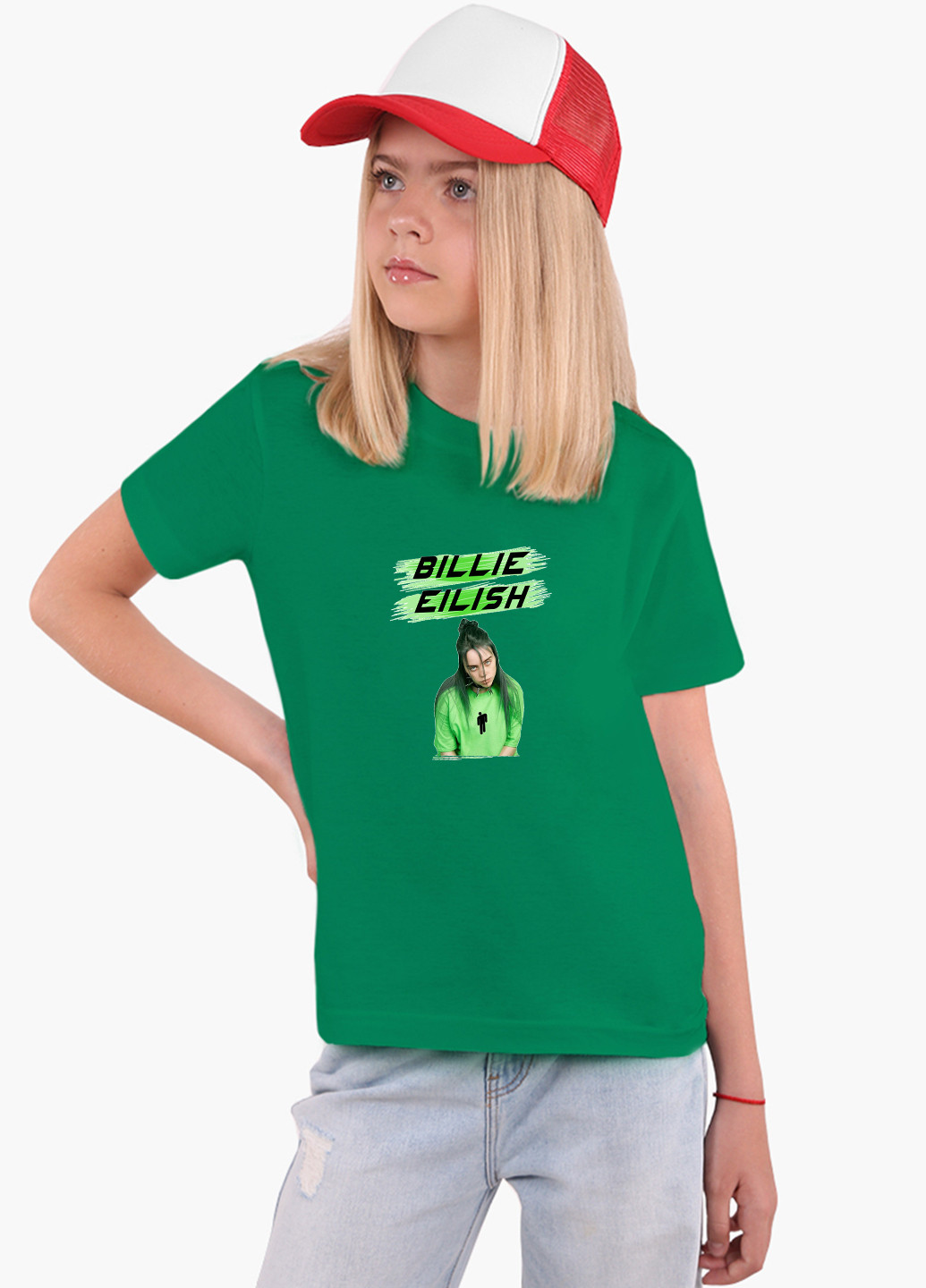 Зелена демісезонна футболка дитяча біллі айлиш (billie eilish) (9224-1207) MobiPrint