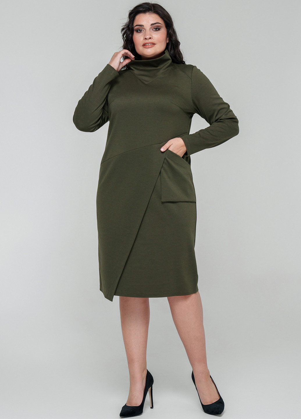 Оливкова (хакі) кежуал сукня A'll Posa однотонна