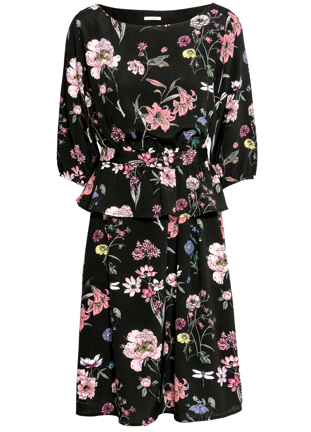 Чорна кежуал сукня для годуючих H&M з квітковим принтом