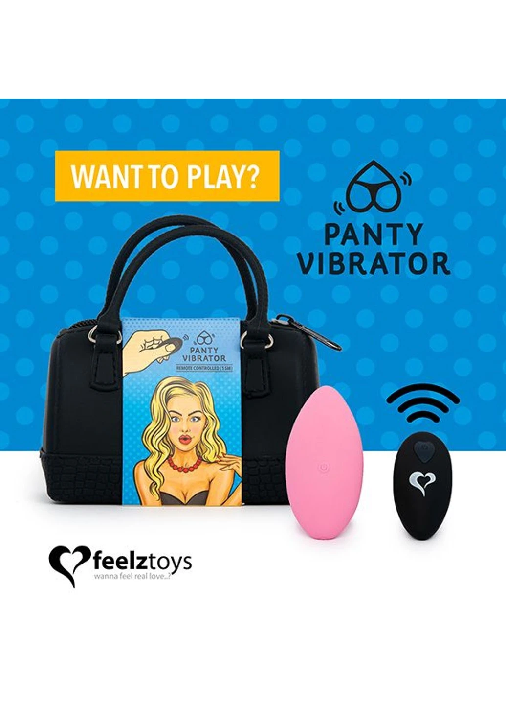 Вібратор в трусики Panty Vibrator Pink з пультом дистанційного керування, 6 режимів роботи FeelzToys (254734282)