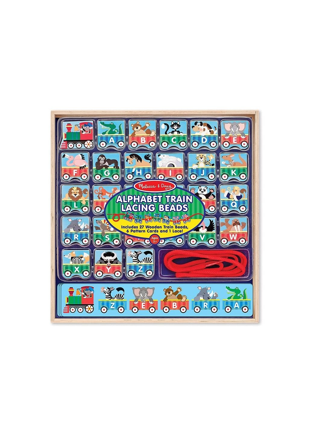 Развивающая игрушка деревянная шнуровка-паровозик "Алфавит" (MD9497) Melissa&Doug (254081319)