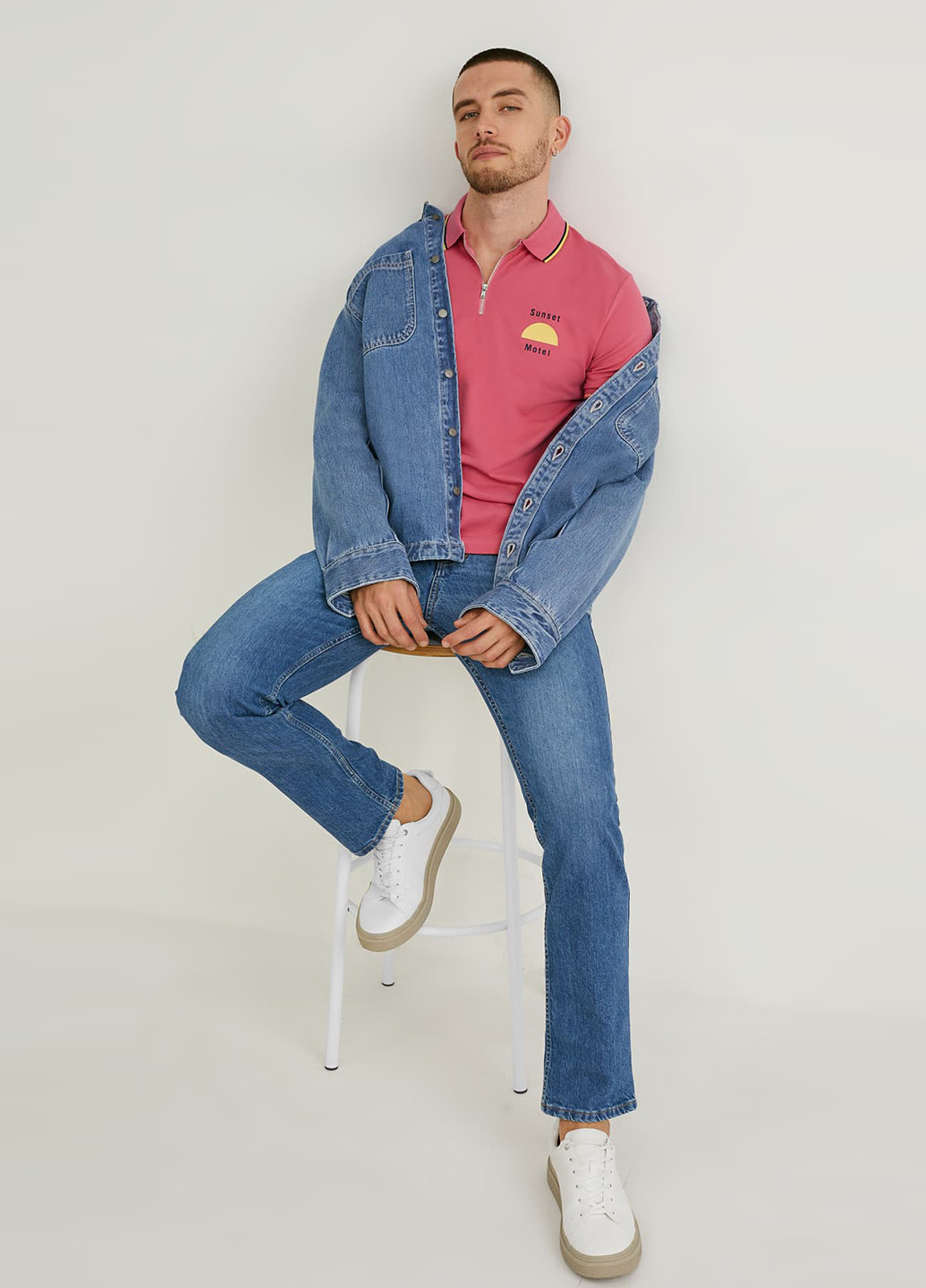 Розовая футболка-футболка для мужчин C&A с рисунком