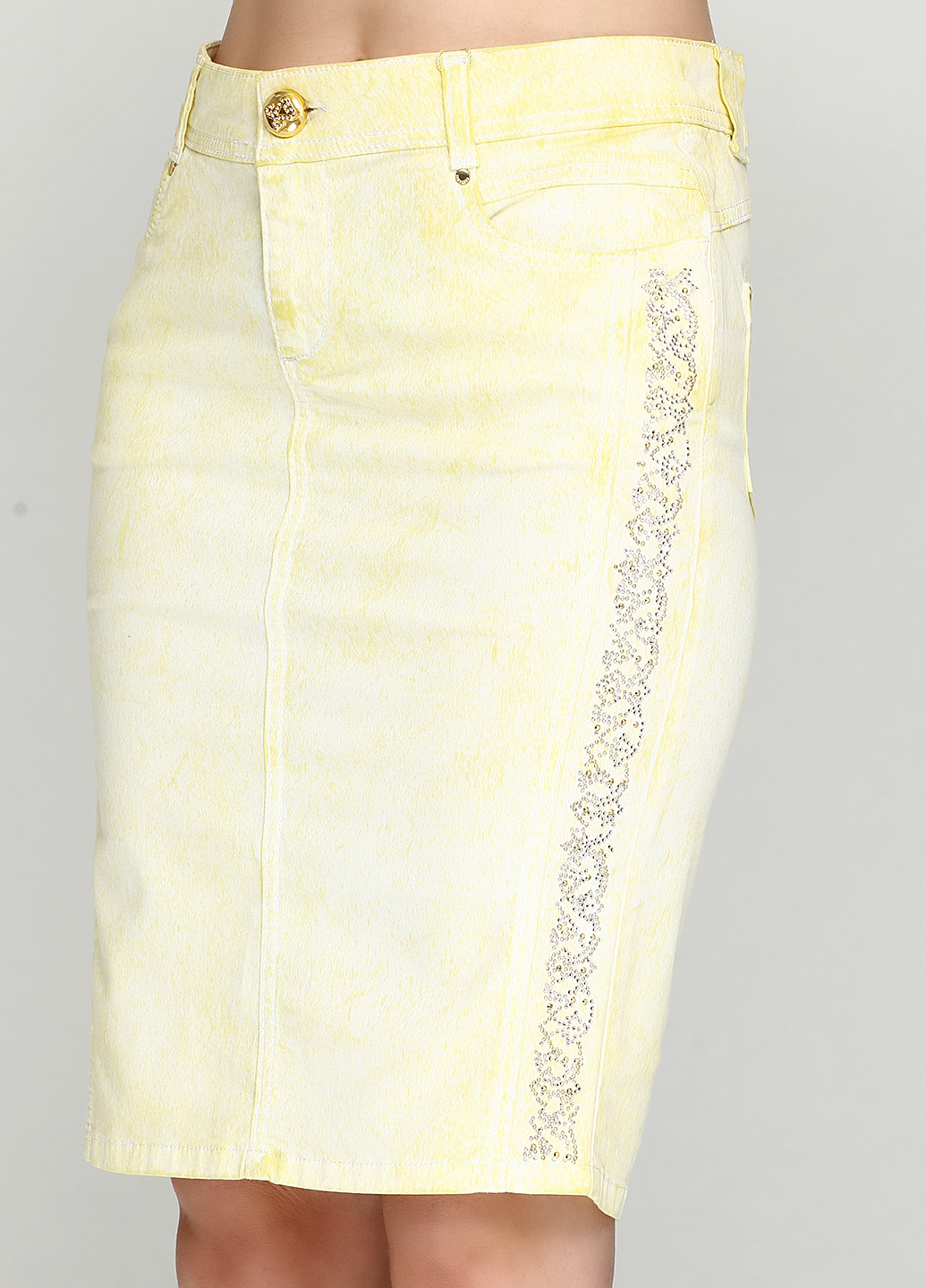 Светло-желтая кэжуал однотонная юбка Sassofono карандаш