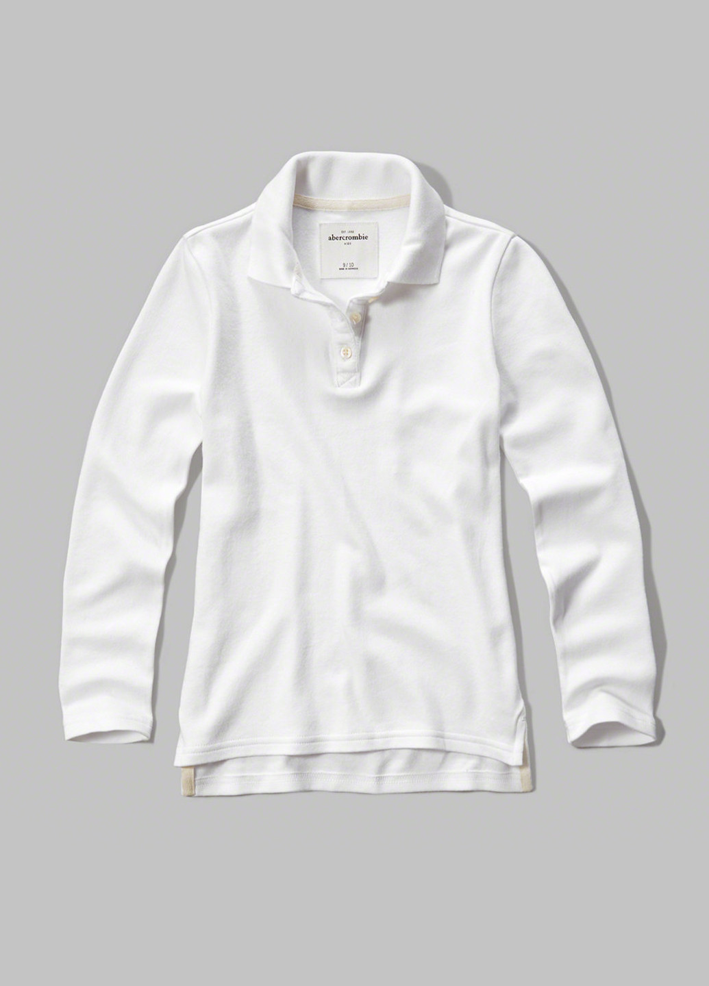 Белая детская футболка-поло для девочки Abercrombie Kids однотонная