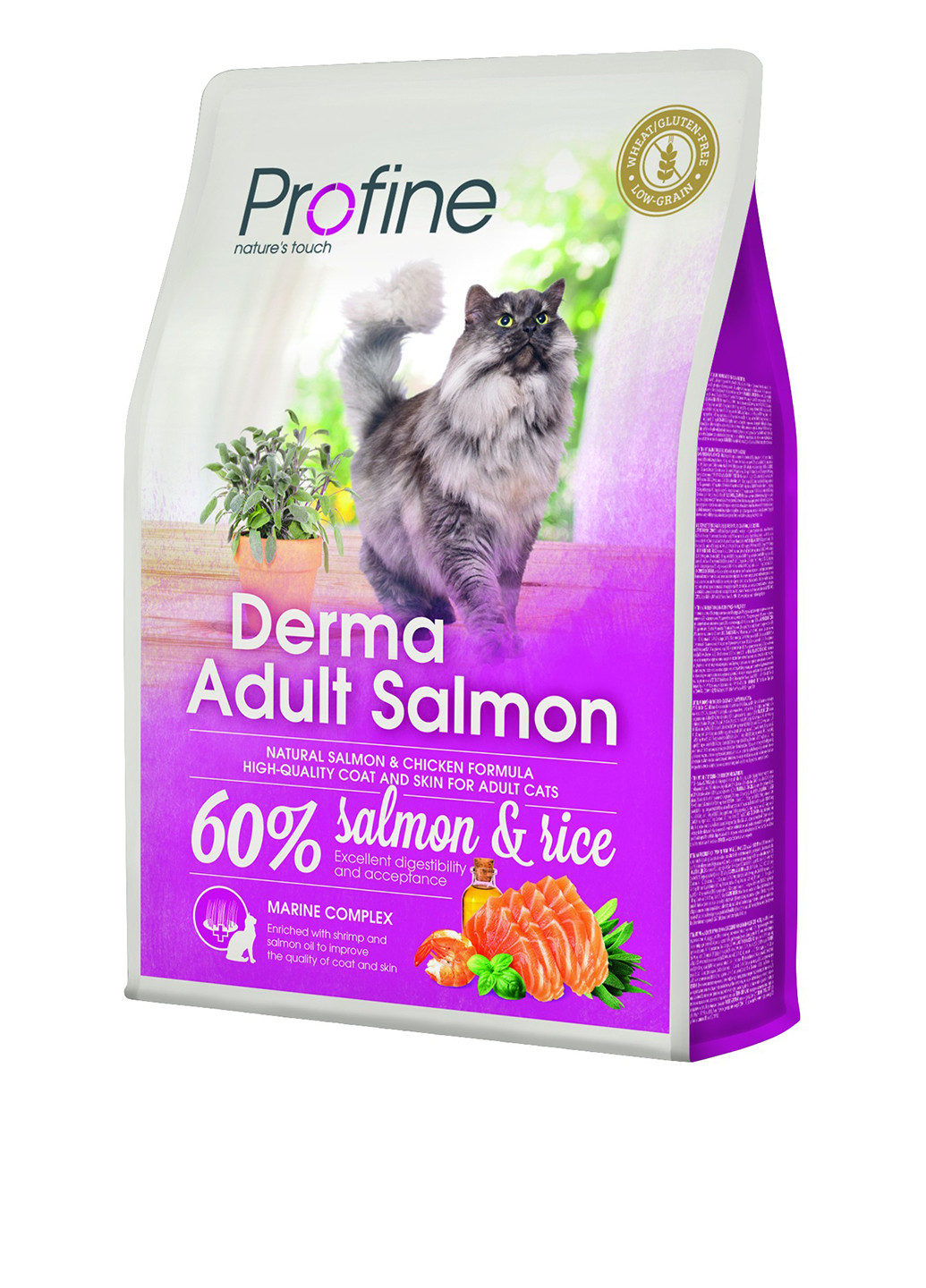 Сухой корм Cat Derma для длинношерстых котов (лосось), 2 кг Profine (24592667)