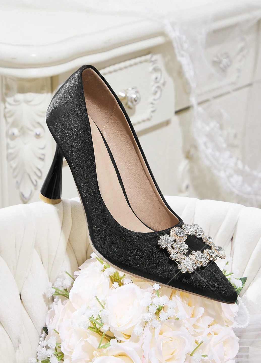 SHEIN Туфли лодочки черный з текстиль, китай — демисезон (332111155)