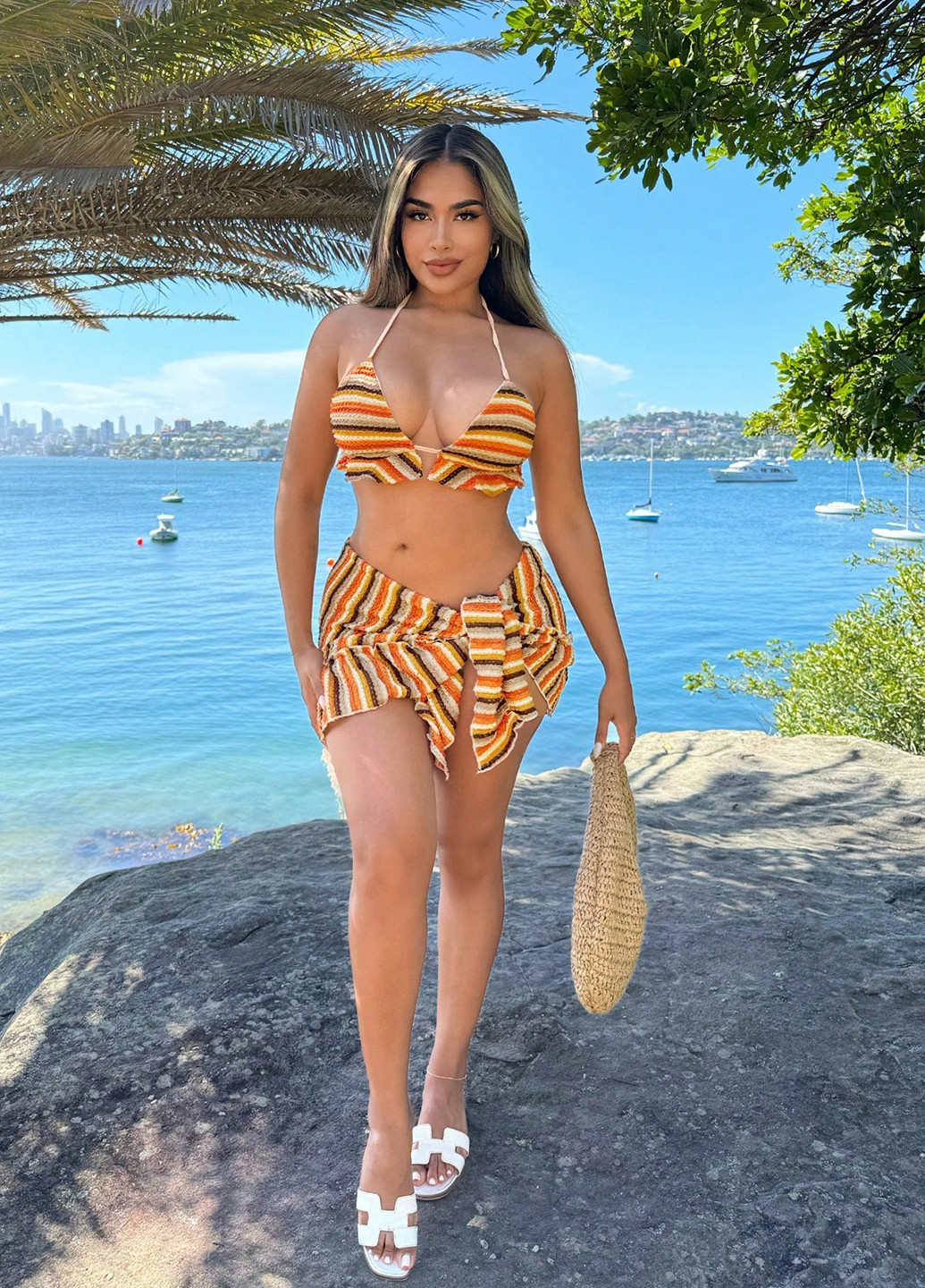 Комбинированный летний комплект (топ, юбка) SHEIN