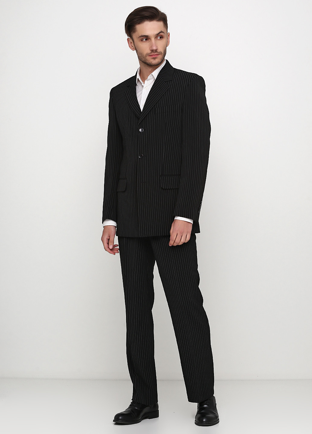 Черный демисезонный костюм (пиджак, брюки) брючный, с длинным рукавом Galant