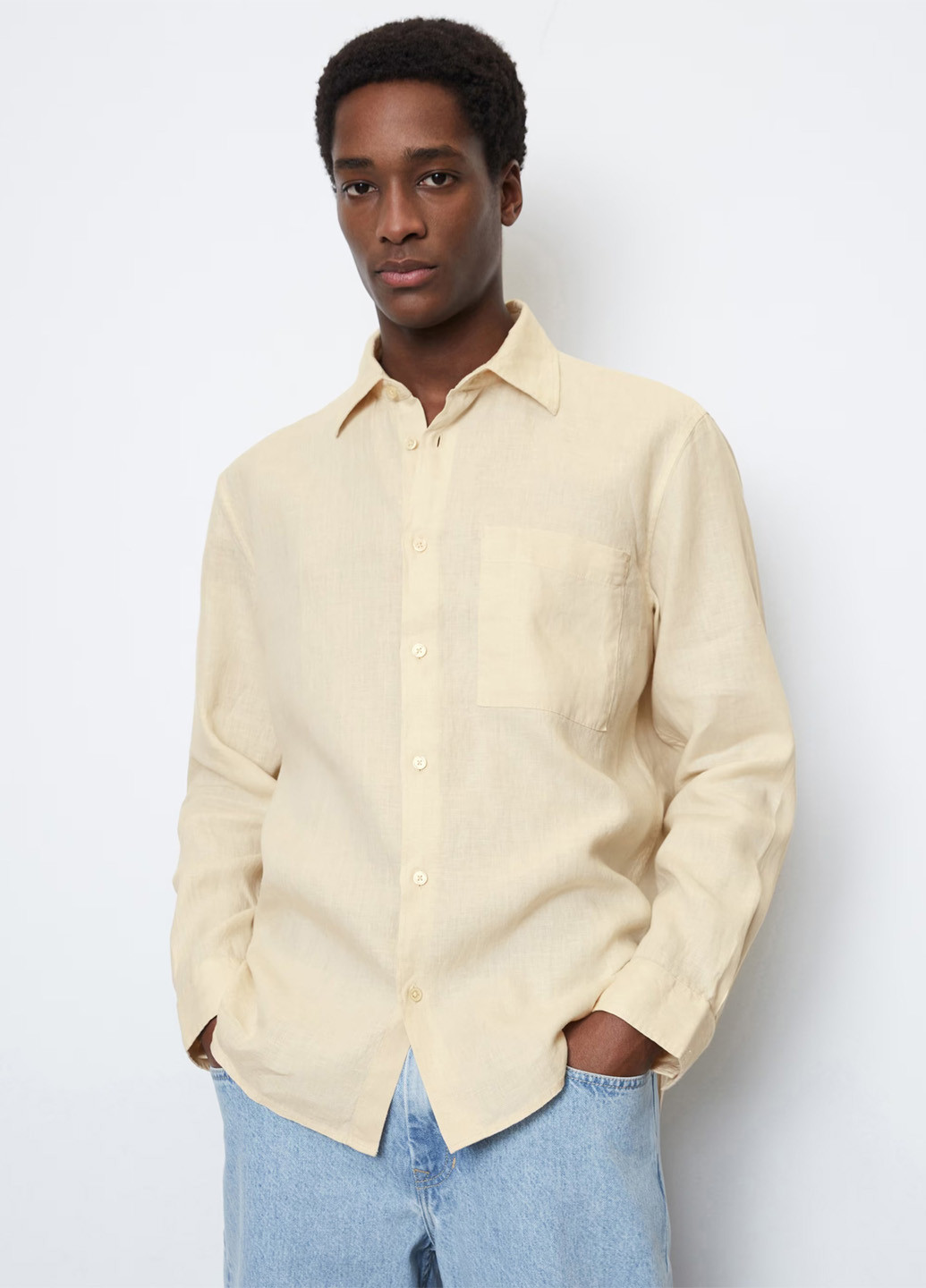 Светло-бежевая кэжуал рубашка однотонная Marc O'Polo