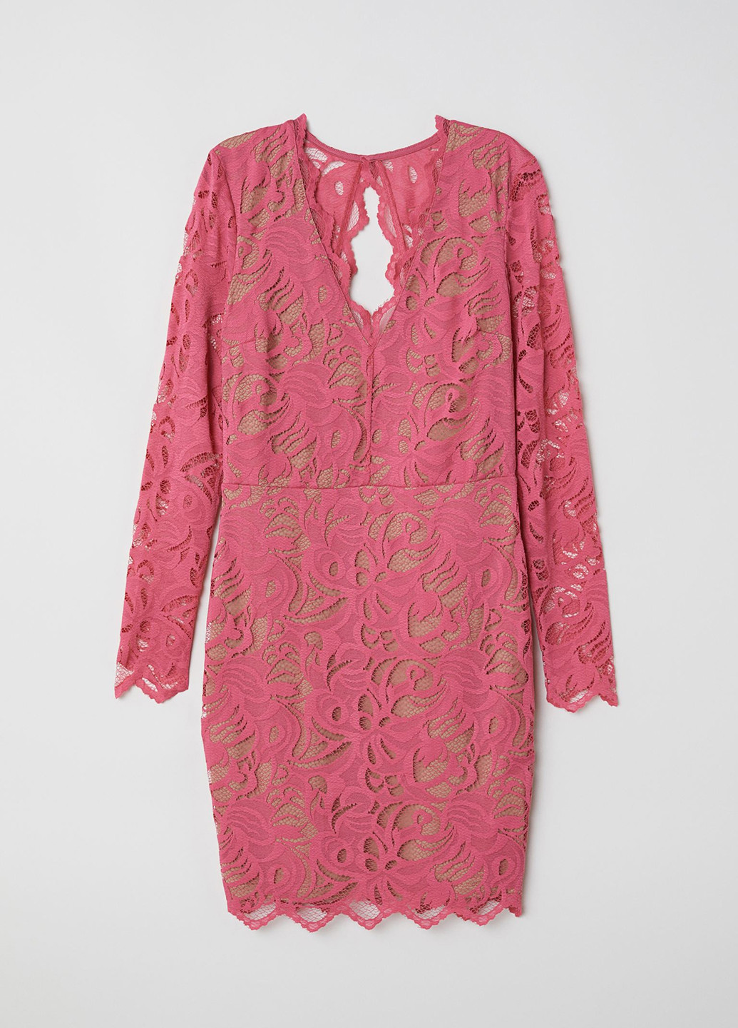 Темно-розовое кэжуал платье с открытой спиной H&M однотонное