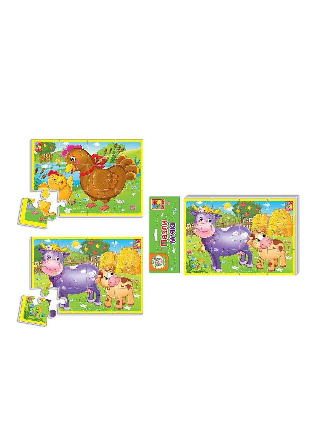 Мягкие пазлы Животные на ферме 24 элементов Vladi toys (252999836)