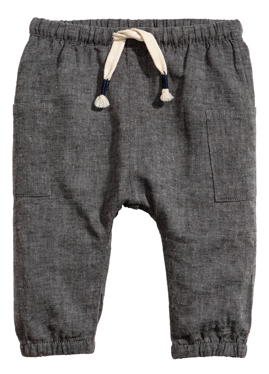 Темно-серые кэжуал летние брюки с высокой талией H&M