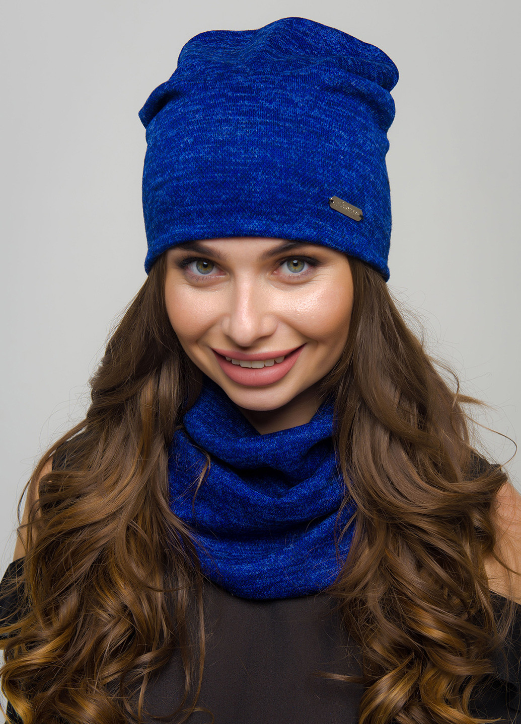 Синий зимний комплект (шапка, шарф-снуд) Lucky Fashion