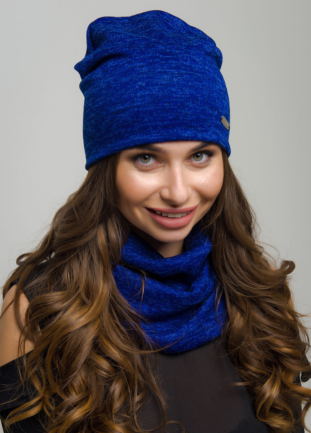 Синий зимний комплект (шапка, шарф-снуд) Lucky Fashion