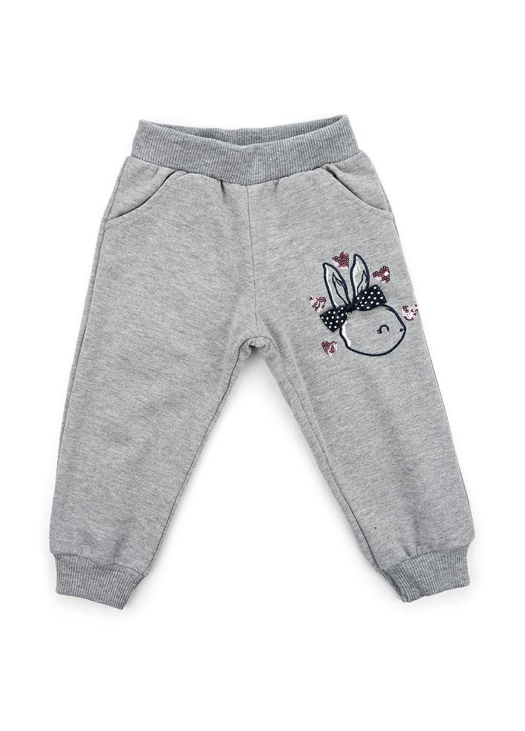 Сірий демісезонний костюм десткий з кроликом (11406-80g-pink) Breeze