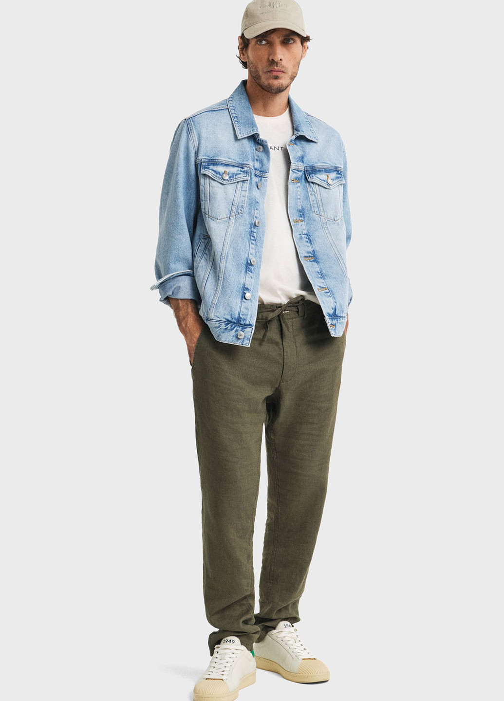 Хаки кэжуал летние зауженные брюки Gant