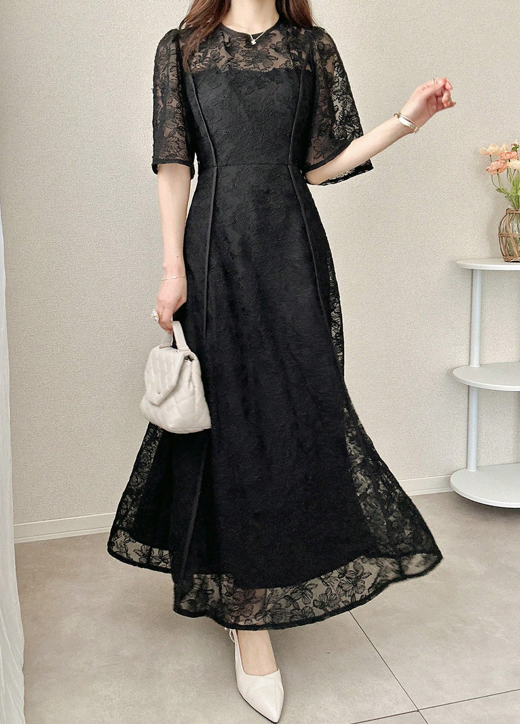 Чорна вечірня сукня годе SHEIN з квітковим принтом