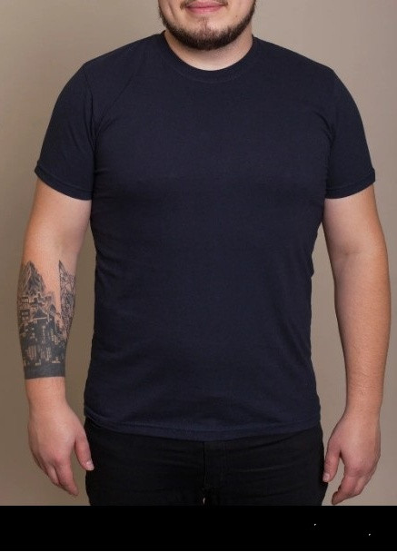 Темно-синяя летняя футболка однотонная хлопковая стандарт Габби