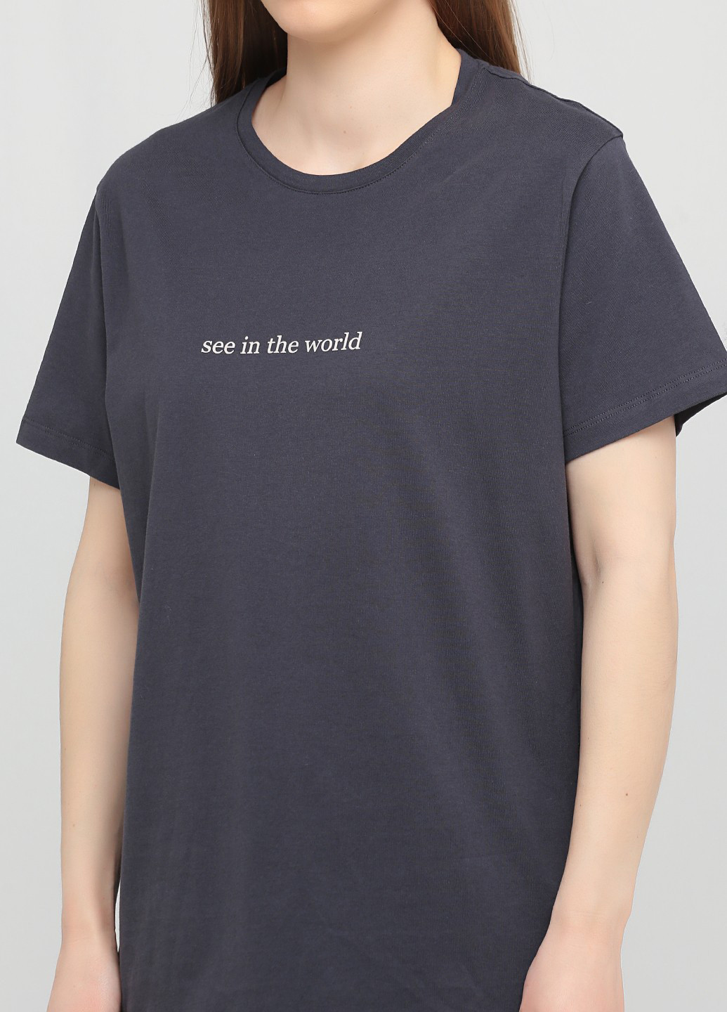 Темно-сіра літня футболка Massimo Dutti