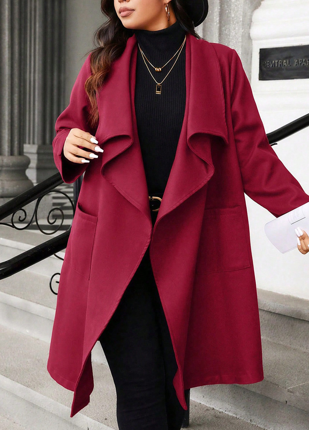 Бордове демісезонне Пальто оверсайз SHEIN