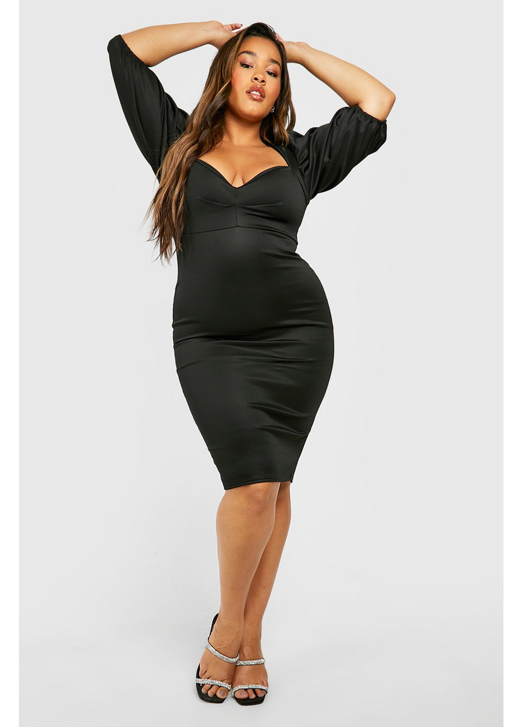 Чорна вечірня сукня силуетна Boohoo однотонна