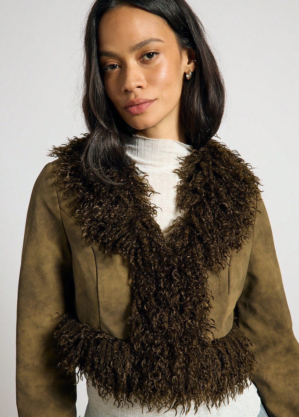 Комбинированное Кэжуал полупальто SHEIN однотонное