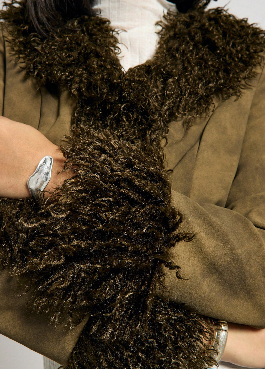 Комбинированное Кэжуал полупальто SHEIN однотонное