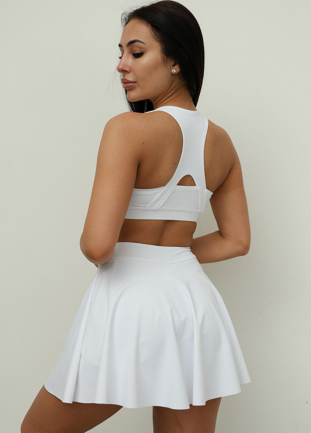 Белый демисезонный комплект (топ, юбка, шорты) NOVA VEGA