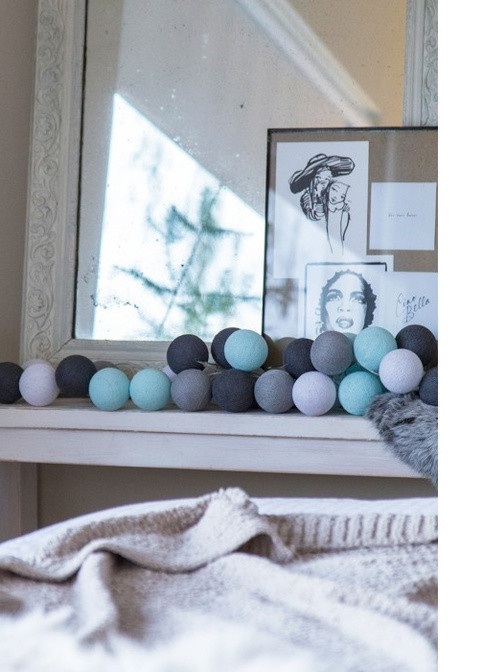 Гірлянда тайські ліхтарики CBL AQUA GREY 20 шт, 3.7 м Cotton Ball Lights 5145 (252643991)