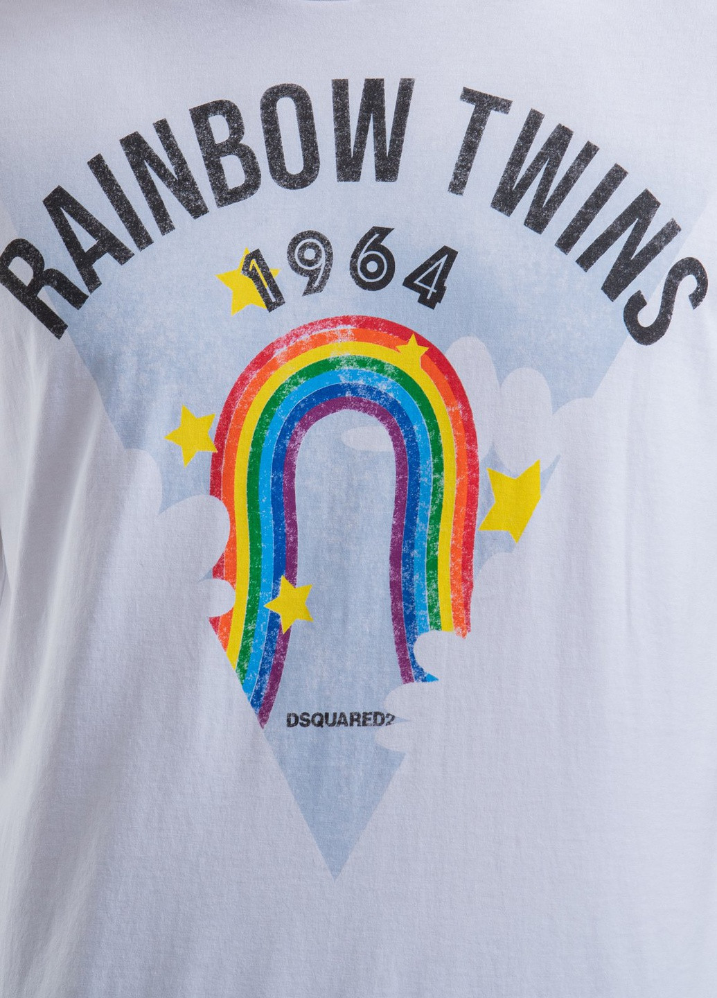 Белая белая футболка rainbow twins Dsquared2