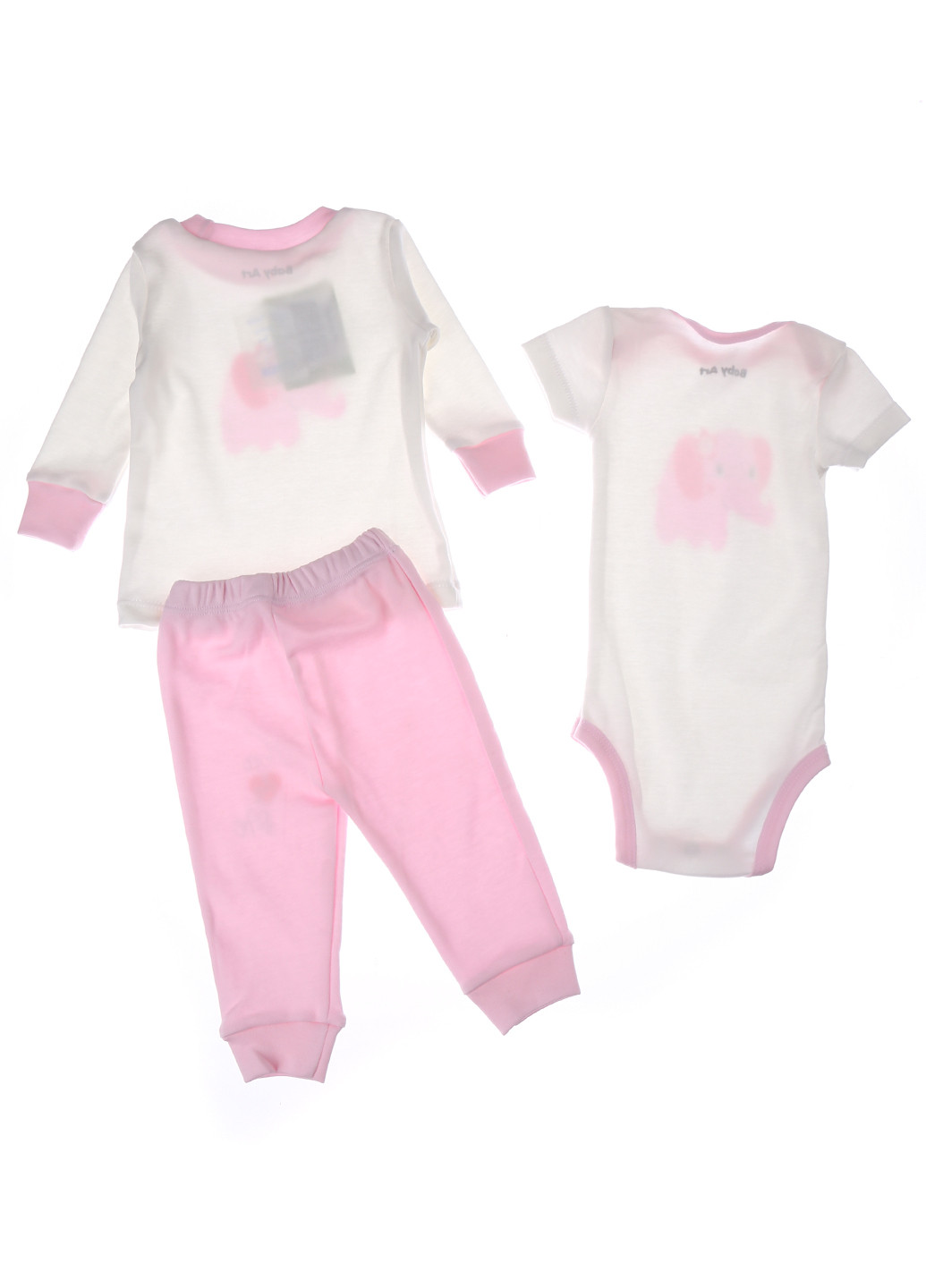 Розовый демисезонный комплект (лонгслив, боди, брюки) Baby Art