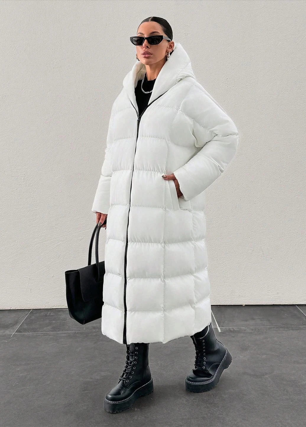 Кремовая зимняя куртка SHEIN