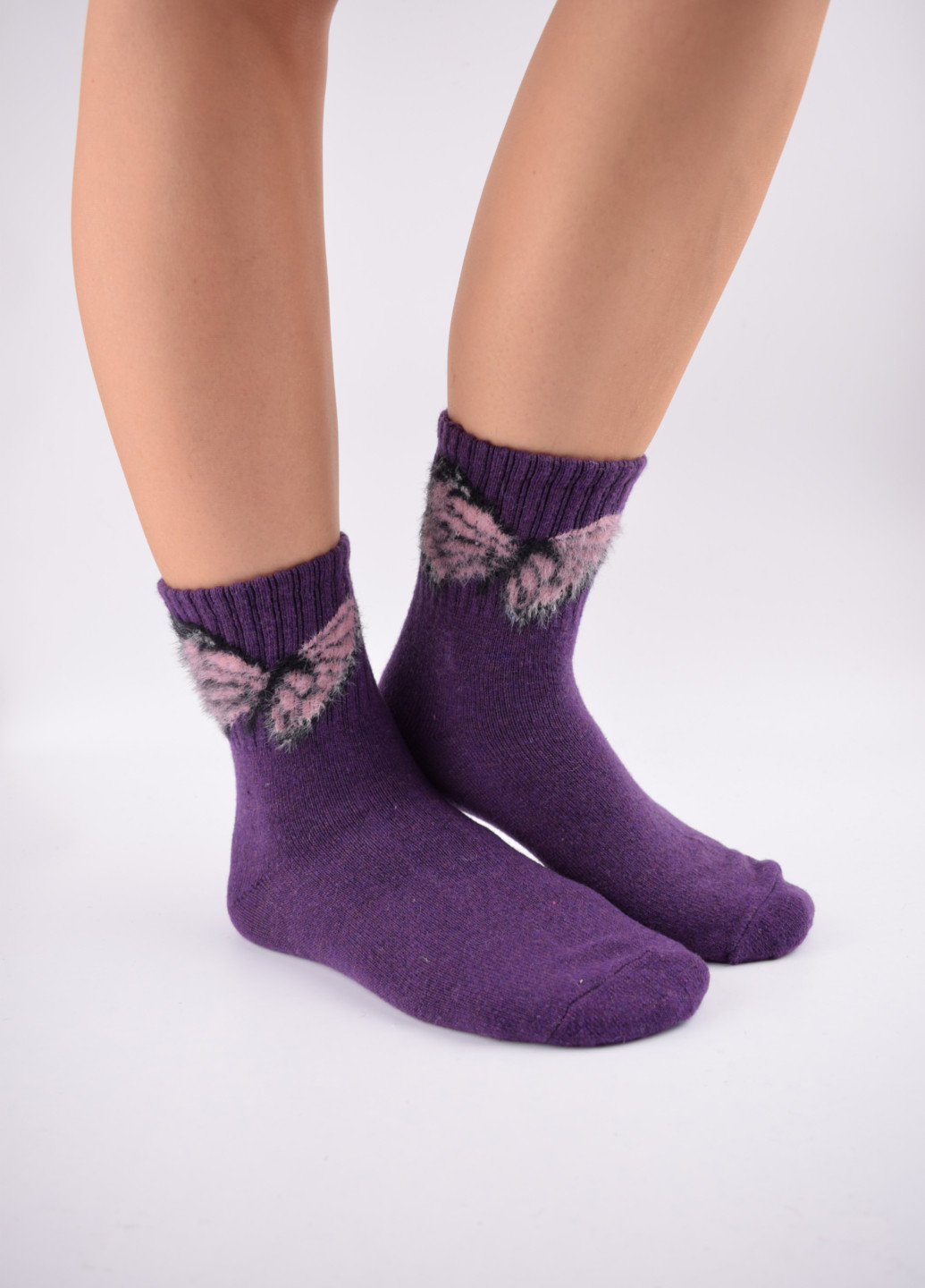 Вовняні шкарпетки з Ангорові опушкою з верблюжої вовни і махрою всередині Корона 8541-94 абстрактні комбіновані повсякденні