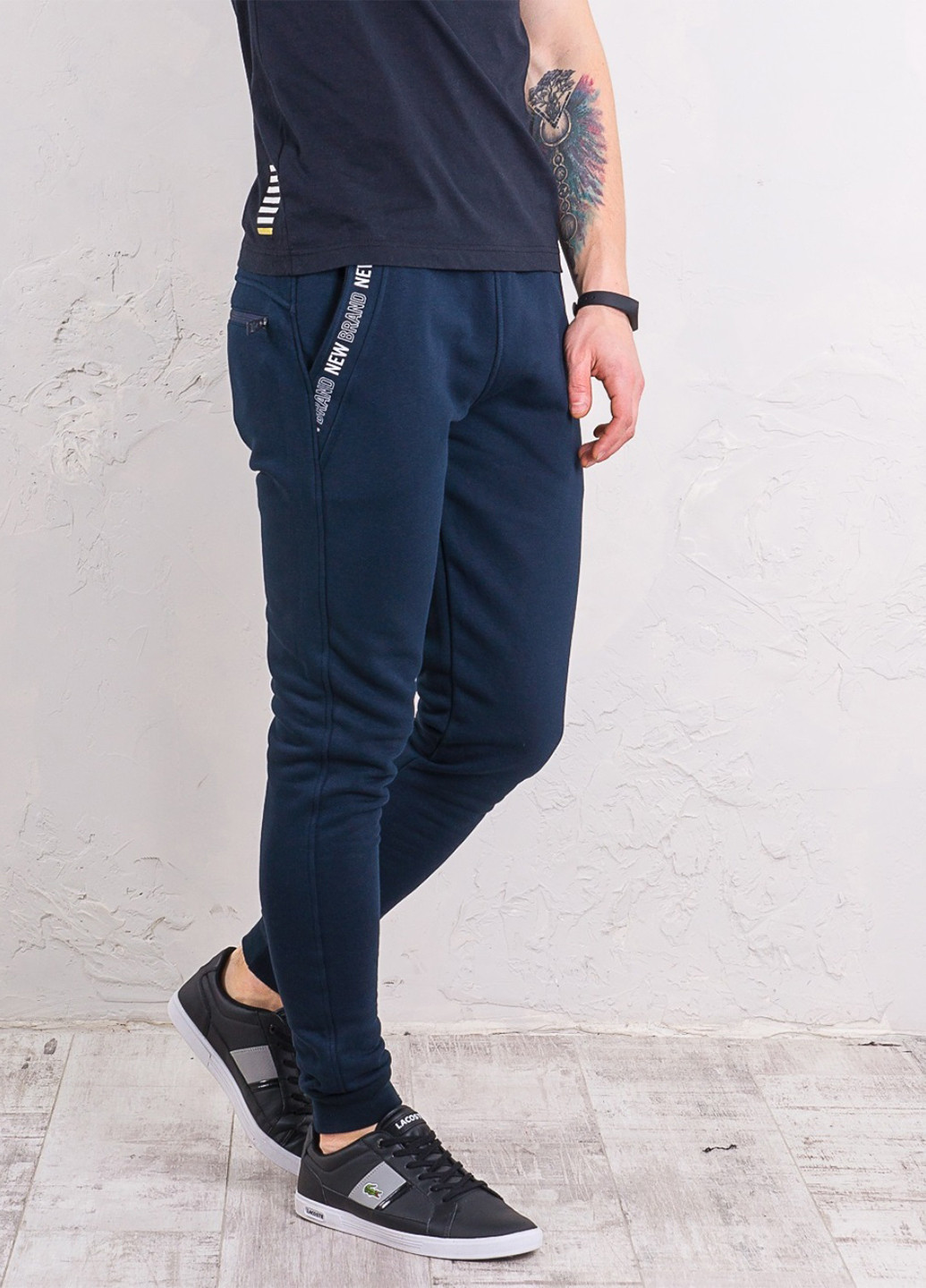 Темно-синие спортивные демисезонные джоггеры брюки New Brand