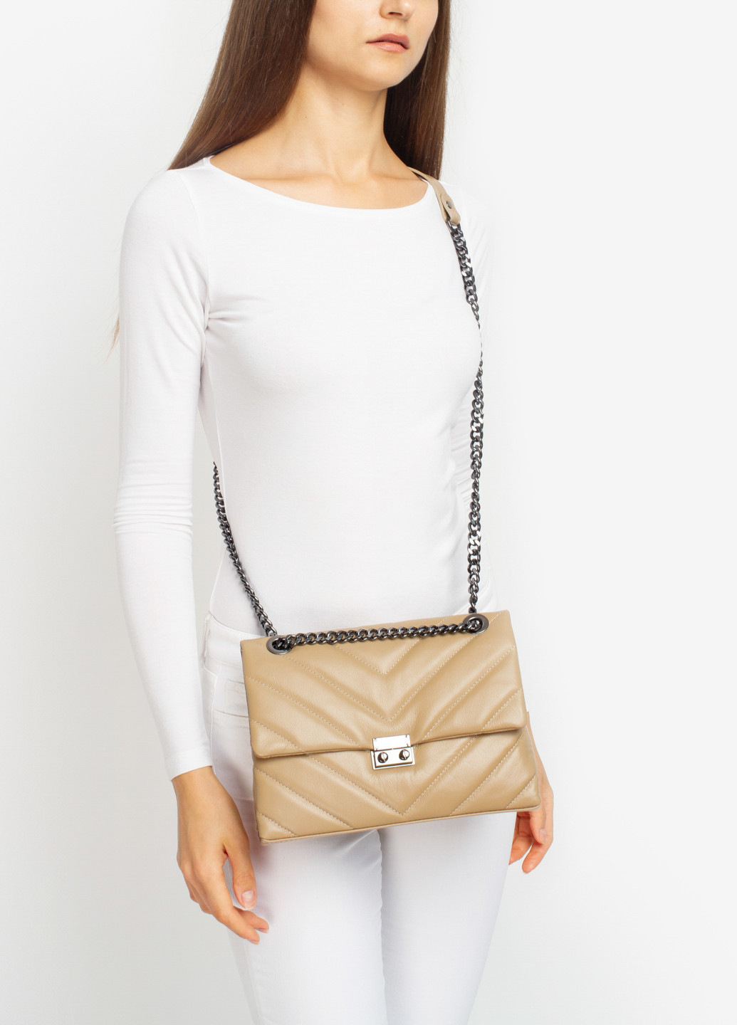 Сумка женская кожаная на цепочках кросс-боди средняя Сrossbody Nappa Regina Notte (250464712)